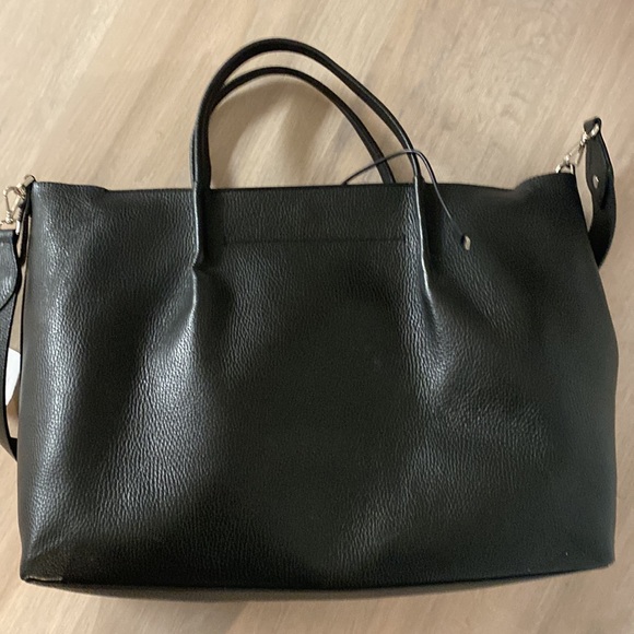 Fabiana Fillipi Black Leather Shopper with Shoulder Strap Metallic Detail Used - Picture 5 of 10